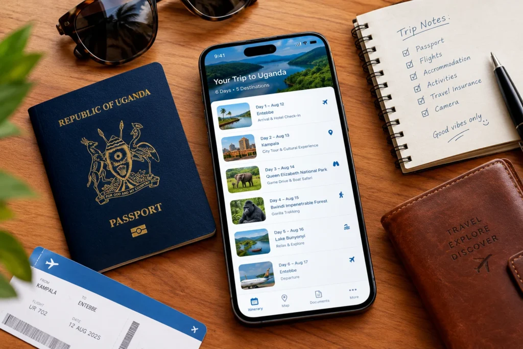 AI travel itinerary in Uganda created with Travelcare's Zavi